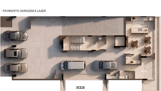 Planta do pavimento de lazer e garagem